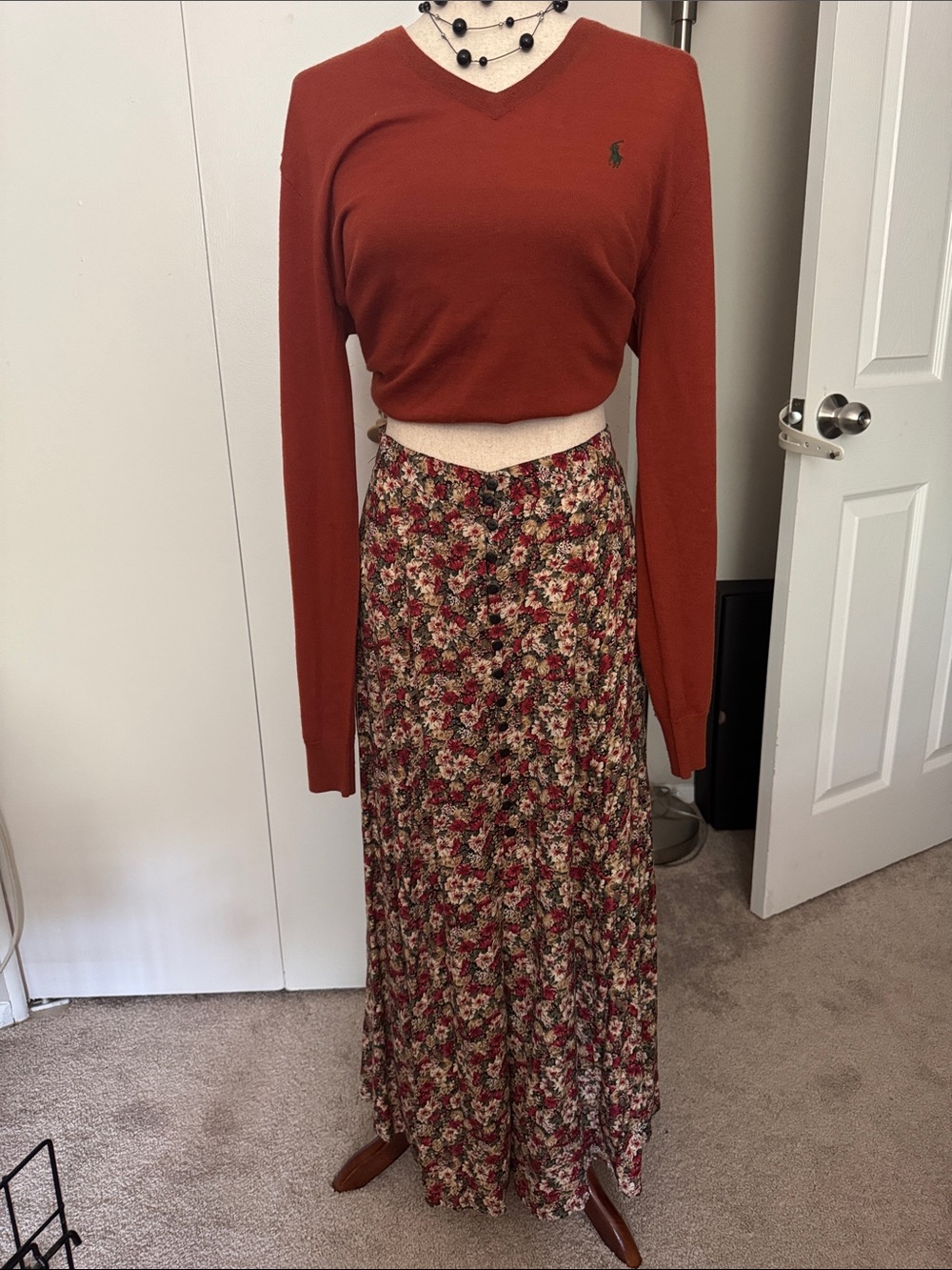 Express Compagnie Internationale Vintage 1990s Button Front Maxi Skirt. M